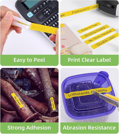 FreshWorld 3X a45018 Replace for Dymo D1 Label Tape Label Maker Refill Black on Yellow S0720580,1/2 Inch x 23 Ft Compatible with DYMO COLORPOP LabelManager 160 210D 260P 280 360D 420P 450D Duo
