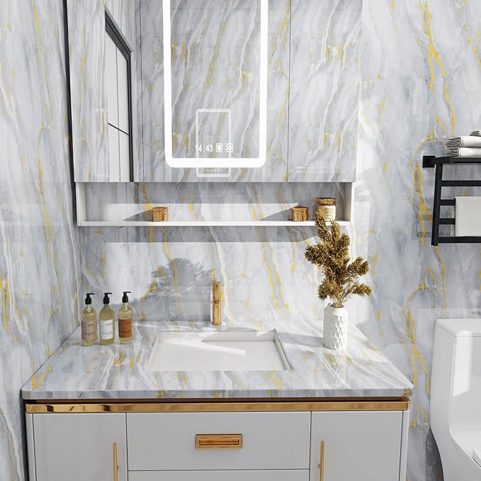 White Gold Marble Contact Paper