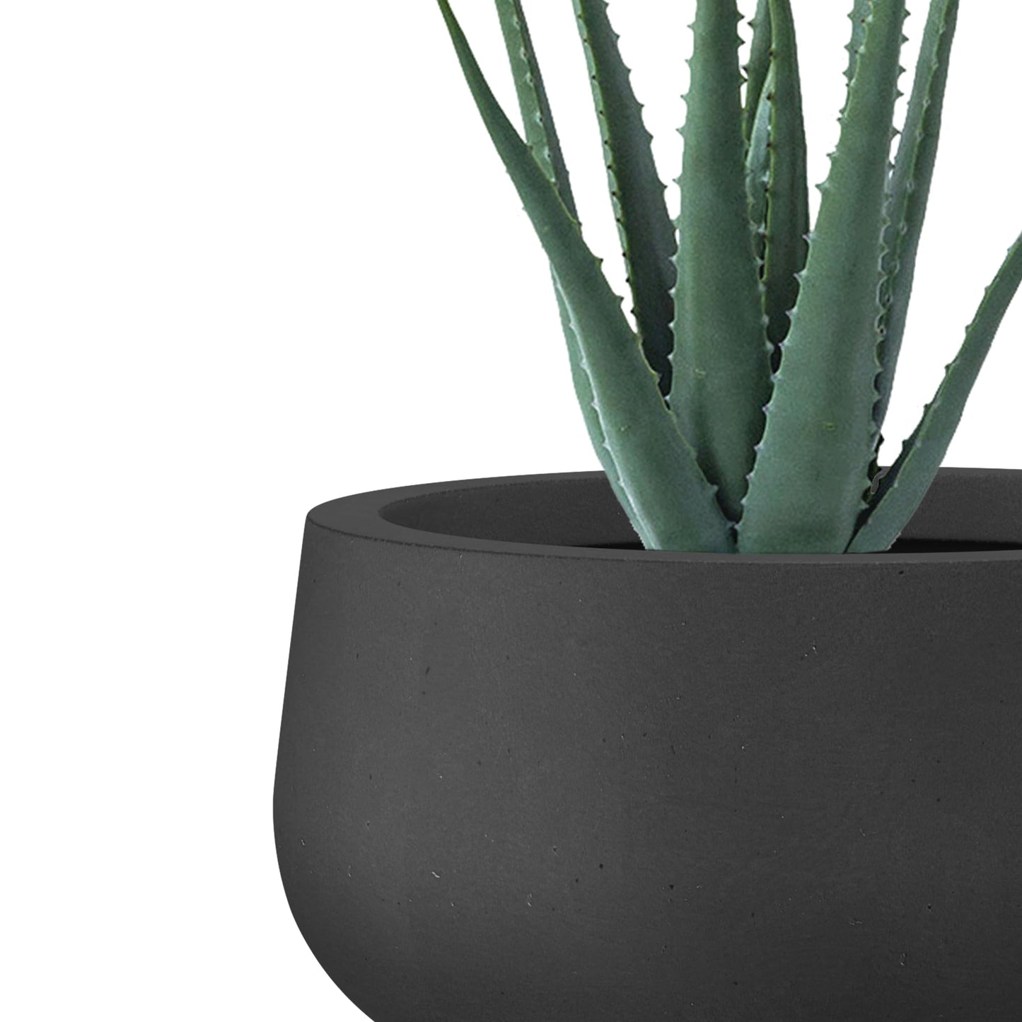 Kante 11.8" Dia Round Concrete Planter, Cement Plant Pots with Drainage Hole and Rubber Plug for Outdoor Indoor Garden Home, Modern Curvaceous Design, Black