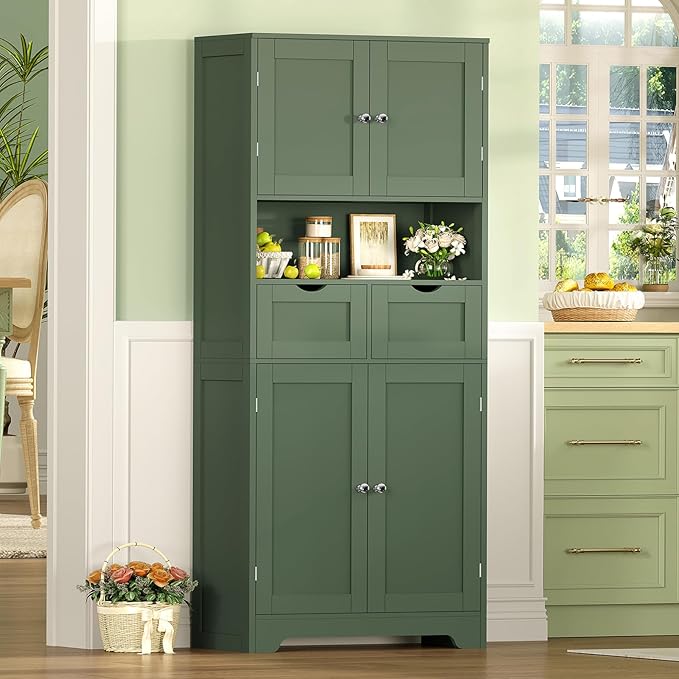 Iwell 58" H Tall Bathroom Storage Cabinet