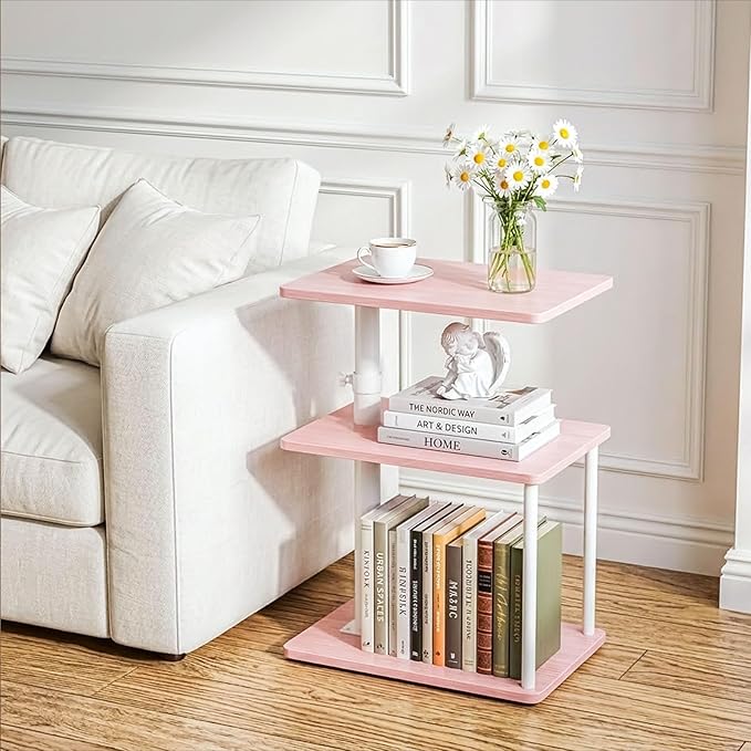 Faesun Swivel Side Table for Couch Arm, Adjustable C End Table for Recliner or