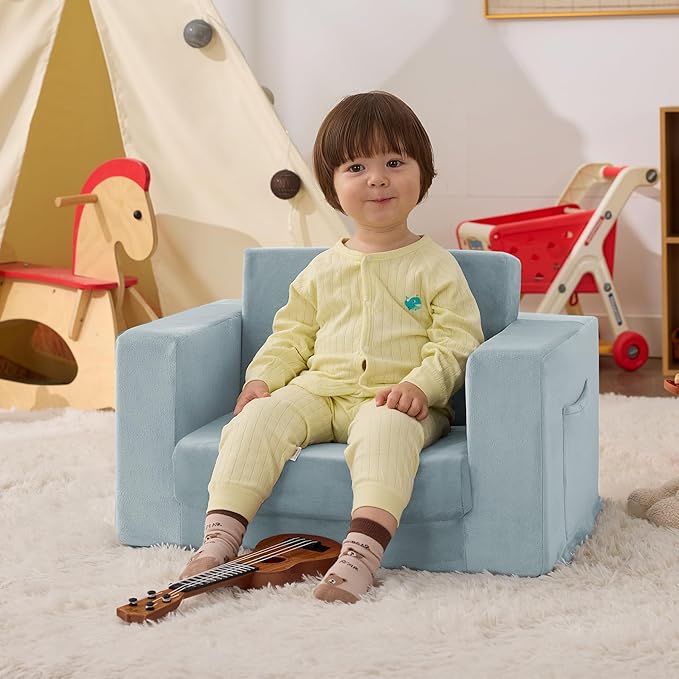 Kids Couch, 2-in-1 Toddler Chair Comfy 1-3 Years, Convertible Kids Chair