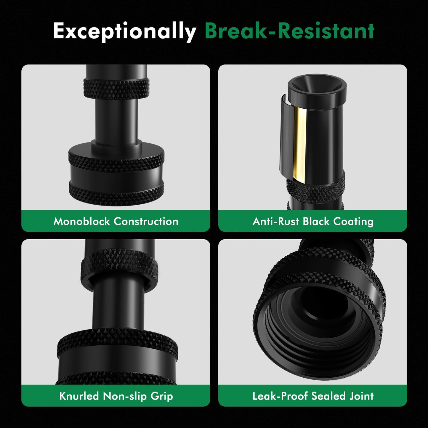 [2 Pack] RESTMO Heavy Duty Brass High Pressure Hose Nozzle with Anti-Rust Coating, Adjustable Twist Water Hose Nozzle with 3 Spray Patterns for Garden Watering, Car Washing, Patio & Floor Cleaning