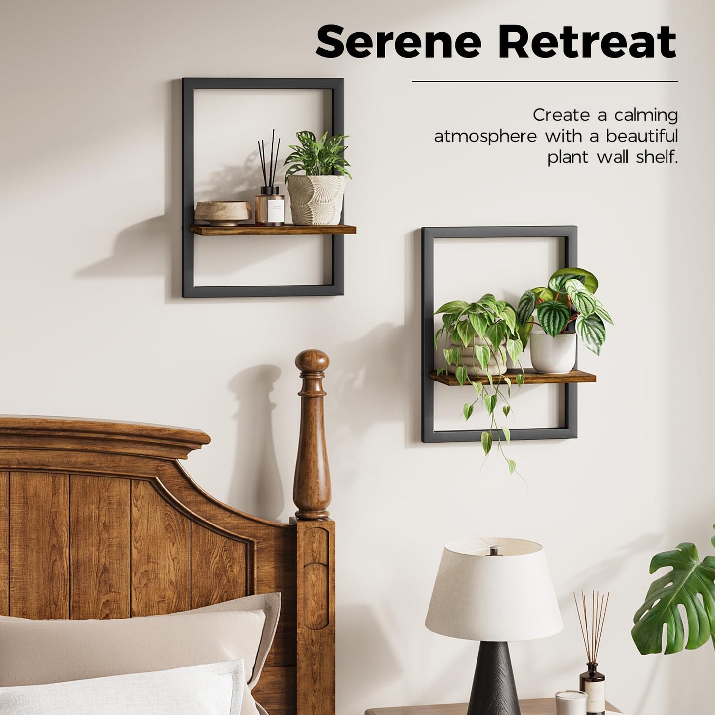 Bamworld Wall Plant Holder Hanging Planters for Indoor Plants Frames Decor Wall Planters for Small Pots Floating Shelves for Living Room Window