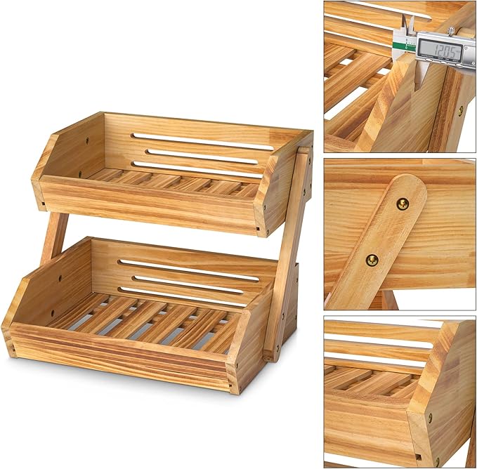 Merysen 2 Tier Wooden Fruit Basket