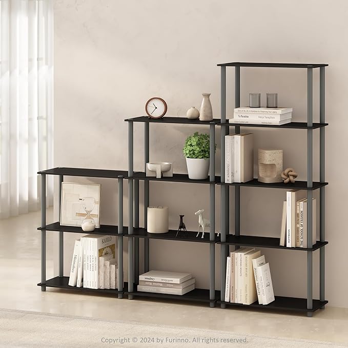 Furinno Turn-N-Tube Book Shelf, 3-Tier Bookshelf, Bookcase