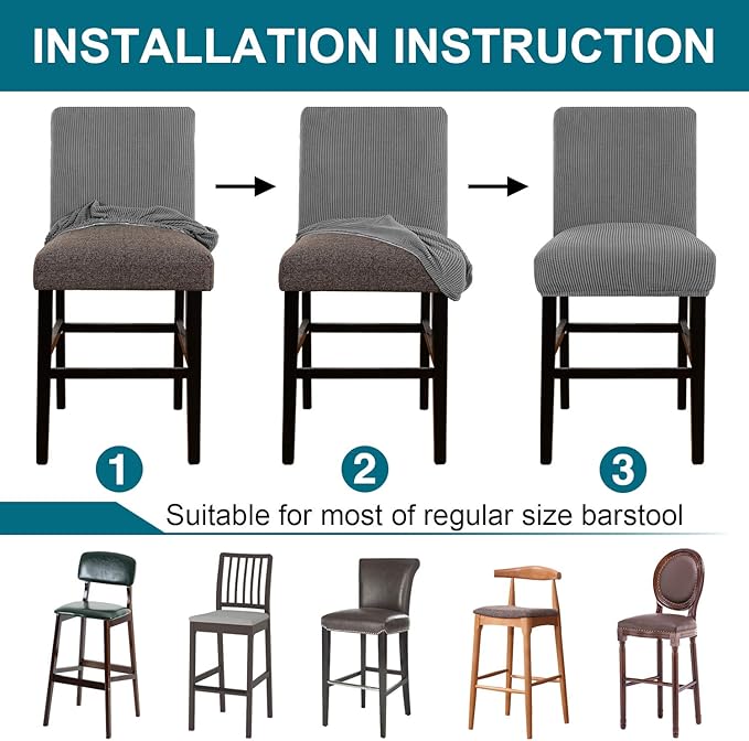 Turquoize Stretch Bar Stool Cover Counter Stool Pub Chair Slipcover