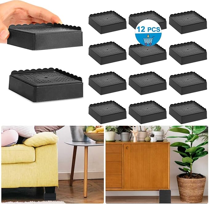 Bed Risers 1 inch, 2 inch, 3 inch, 4 inch Heavy Duty, Adjustable Furniture Riser