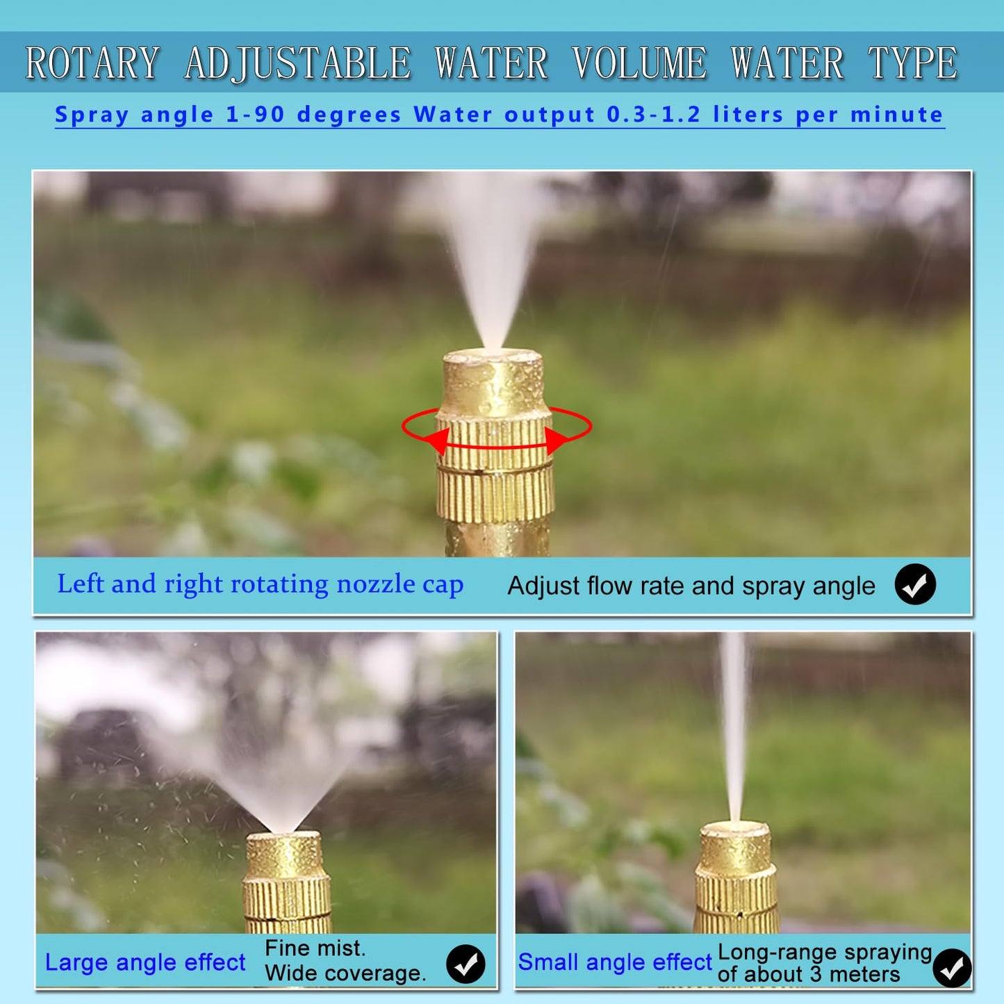 65Ft 12mm Greenhouse Drip Irrigation Kit Automatic Irrigation System 360° Adjustable 20 Brass Spray Nozzles Irrigation Tubing Hose Patio Misting Plant Watering with Blank Distribution Tubing Hose