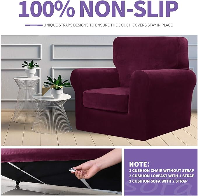 ZNSAYOTX Oversized Velvet 3 Piece Couch Cover