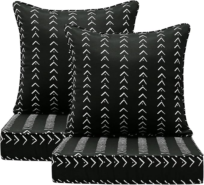 Outdoor Deep Seat & Back Cushion Set, 24 x 24 Inch Water Repellent and Fade