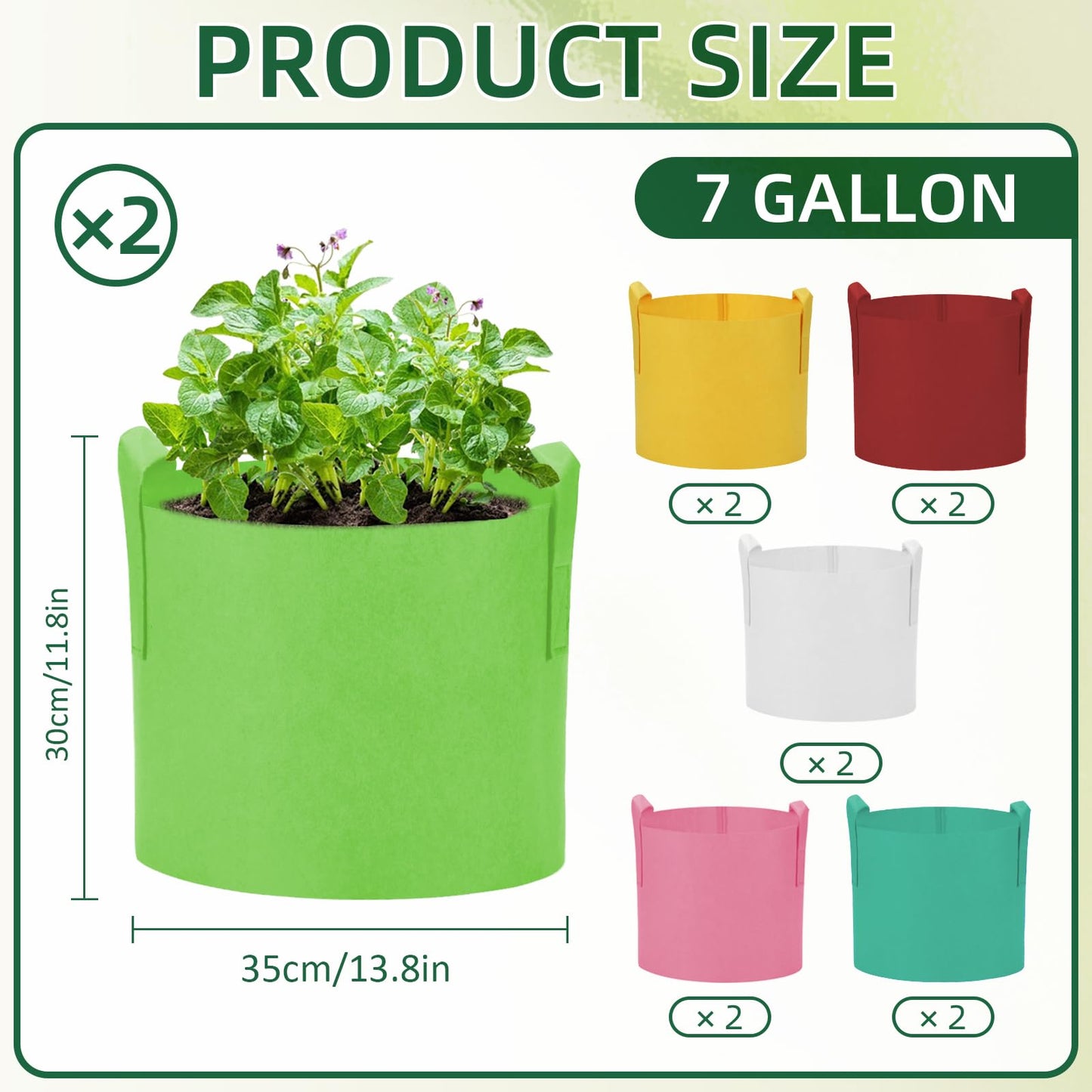 AiVeUao 12 Pack 7 Gallon Multicolor Grow Bags, Potato Planting Bag, Colorful Plant Grow Bags with Handles, Garden Planter Pots for Potatoes, Carrots, Tomatoes with Plant Labels, Mixed Color