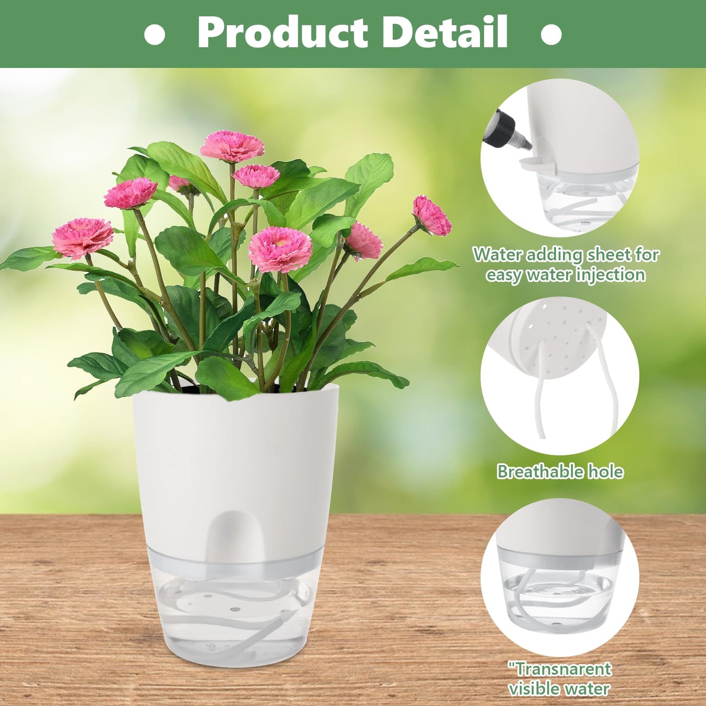 JMIATRY 15PCS Self Watering Pots 4 Inch Self Watering Planters for Indoor Plants Plastic 4 Inch Self Waterings Pots for Indoor Plant Small Self Waterings Pot with Transparent Water Reservoir, White