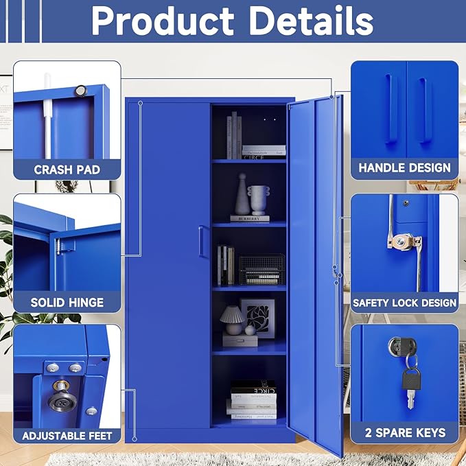 Metal Garage Storage Cabinet, Lockable Metal Cabinet