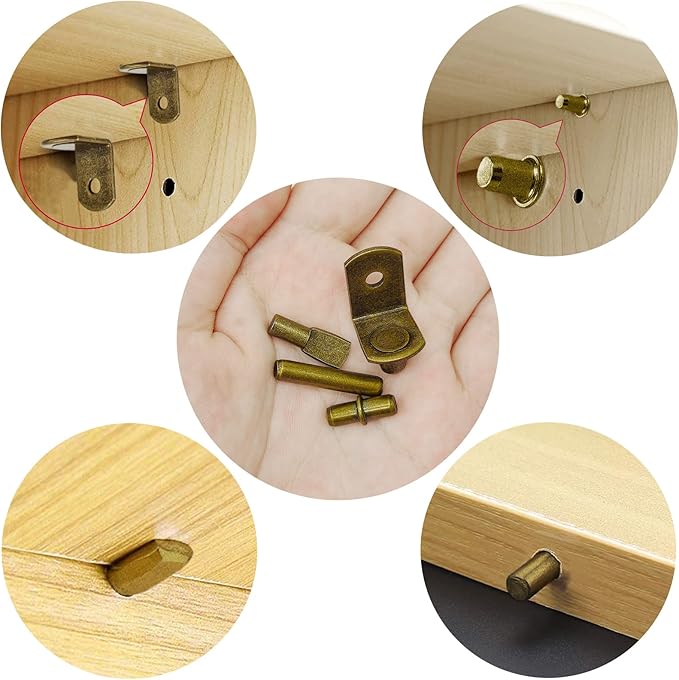 104Pcs Shelf Pins Pegs Kit, 4 Styles Shelf Support Pegs, Bookshelf Pegs
