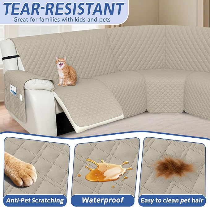Arfntevss Recliner Sectional Couch Covers 1OO% Waterproof L Shape Sofa Cover
