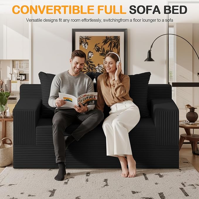 Erament Loveseat Boneless Convertible Sofa Bed, Folding Floor Futon Sleeper