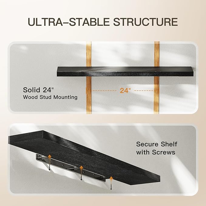 AMADA HOMEFURNISHING Floating Shelves Wall Mounted, 47 x 8 Inch Wall Shelves