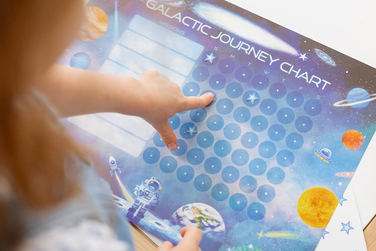 Kids Chore & Routine Reward Chart Set – 3 Space-Themed 7-Day Charts with 147 Stickers – Gentle Behavior & Goal Tracker by Saisu – Ages 3+