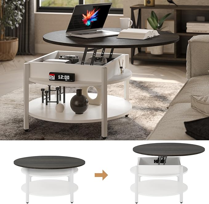 FABATO Round Lift Top Coffee Table