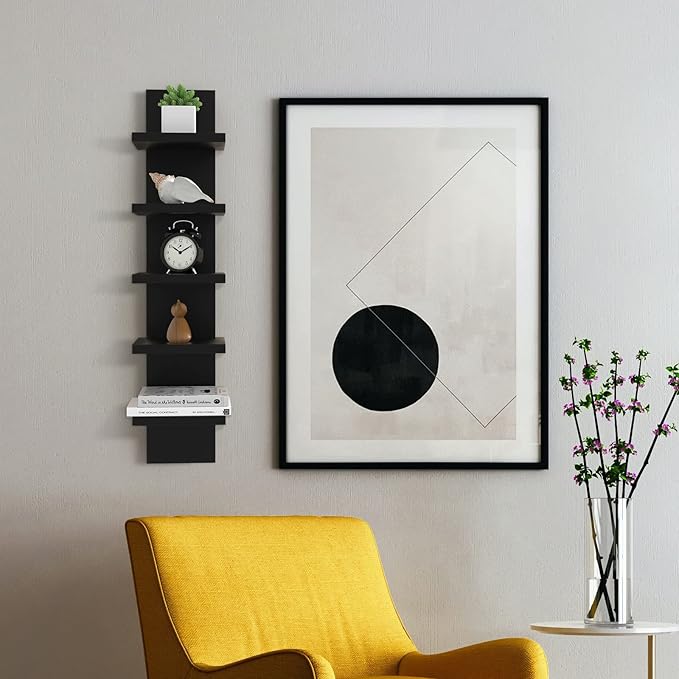Homaterial 5 Tier Shelvesl, Vertical Column Wall Decor Mount Floating Shelves