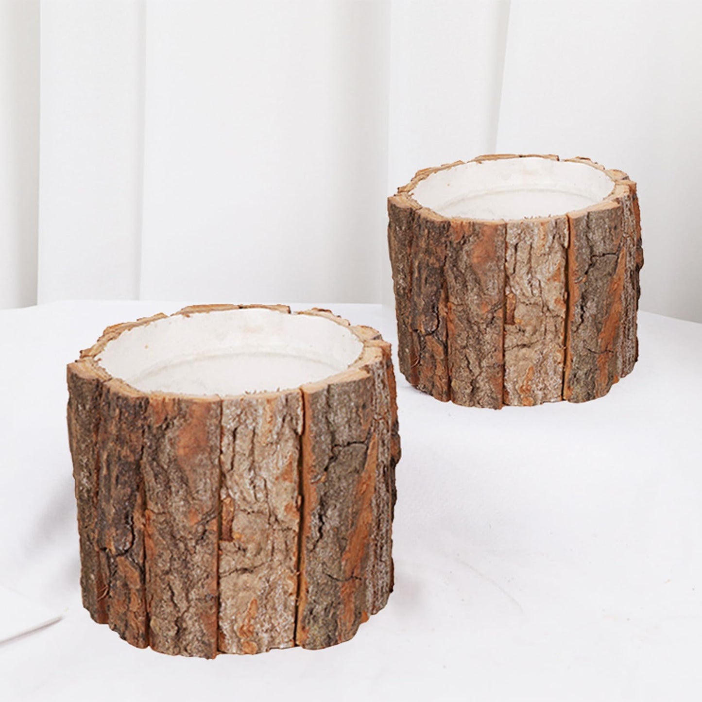mollensiuer 2Pcs Wooden Bark Flower Buckets Bark Bucket Plant Vase Container Rustic Flower Arrangement Holder Succulent Pot Farmhouse Small Plant Pot for Outdoor Indoor Home Decorations, 2 Sizes