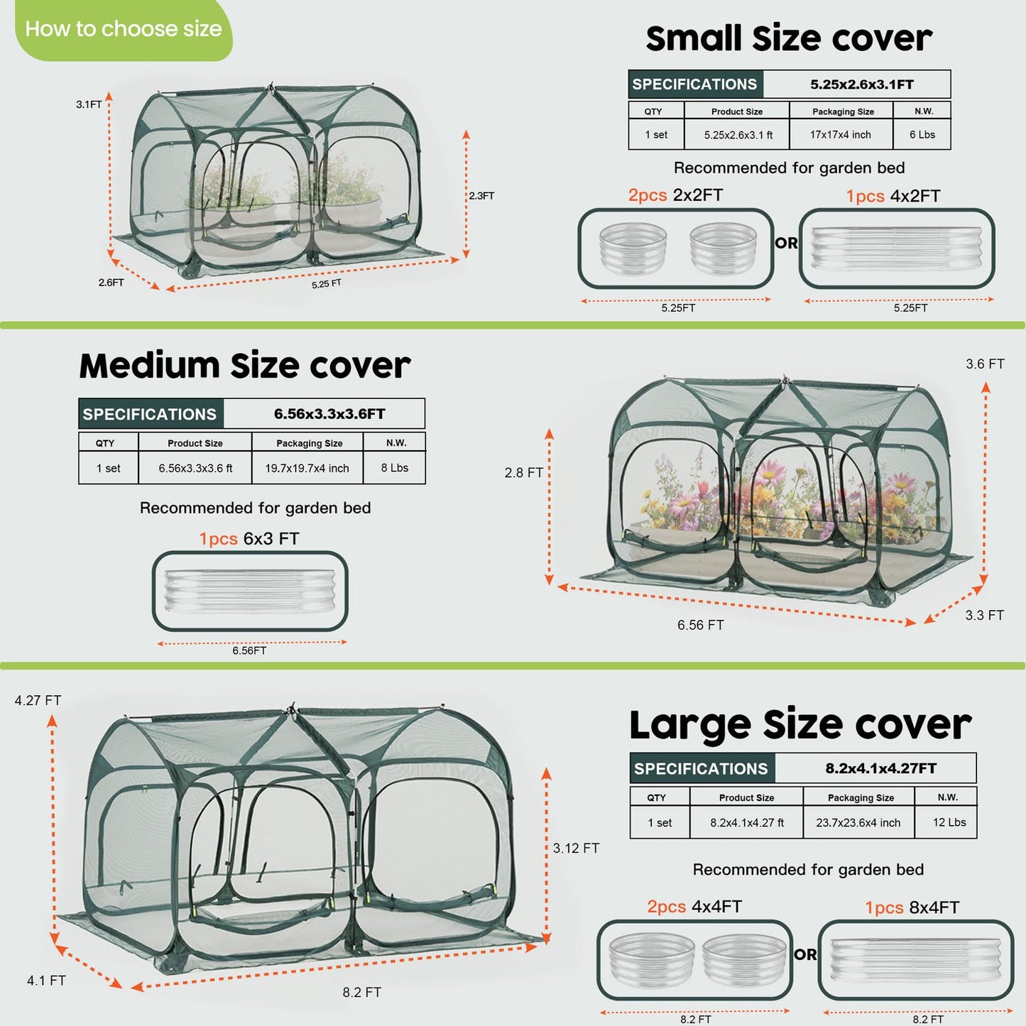 Poray Large 5.3x2.6FT Plant Netting Cover, Pop up Tunnel Crop Cage Gardening Net,Pest Guard Cover for Vegetables &Fruits,Durable Gardening Net for Plant and Animal