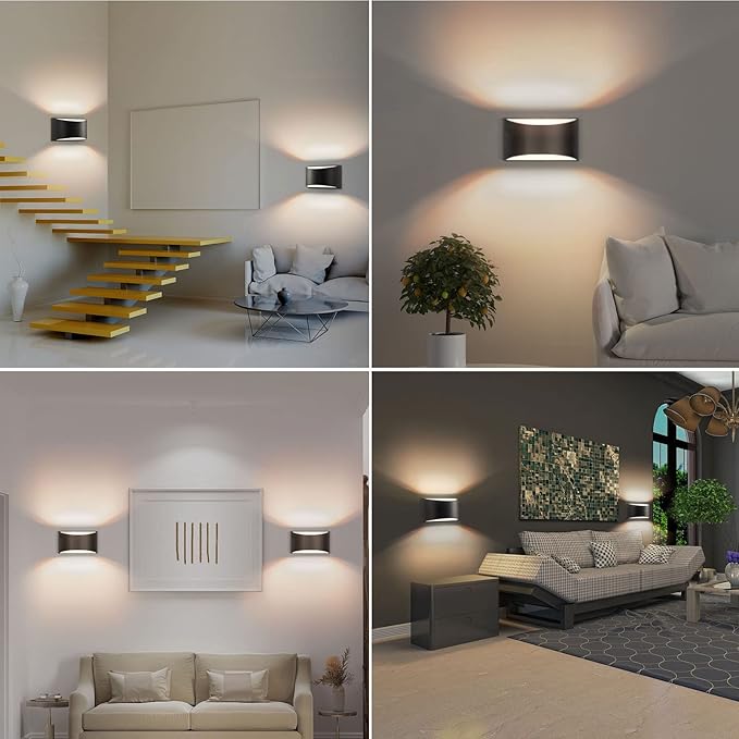 8 Pack Black Modern LED Wall Sconces, 3000K Warm White Hardwired Interior Wall Lights Up and Down Wall Mount Light for Bedroom,Living Room,Hallway(with G9 Bulbs)