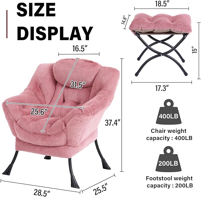 Lazy Chair with Ottoman, Modern Accent Chair Contemporary Sofa Chair with