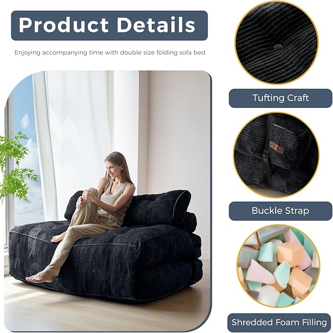 MAXYOYO Folding Sofa Bed, Convertible Sleeper Chair