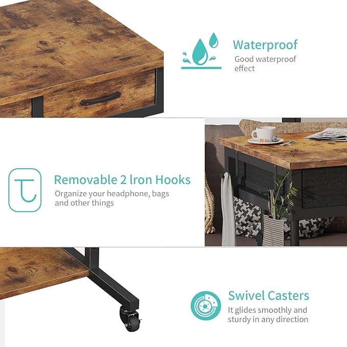 Small Portable Standing Rolling Desk