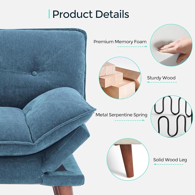 LINSY HOME Futon Sofa Bed, 3 in 1 Convertible Comfy Loveseat Sleeper Sofa Bed