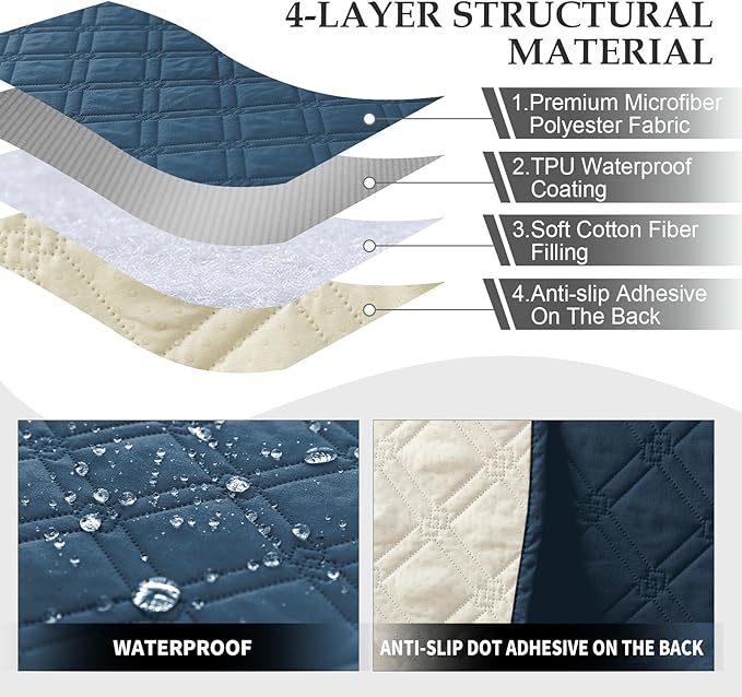 Genina L Shape Couch Cover, Sectional Couch Chaise Covers, Waterproof Washable