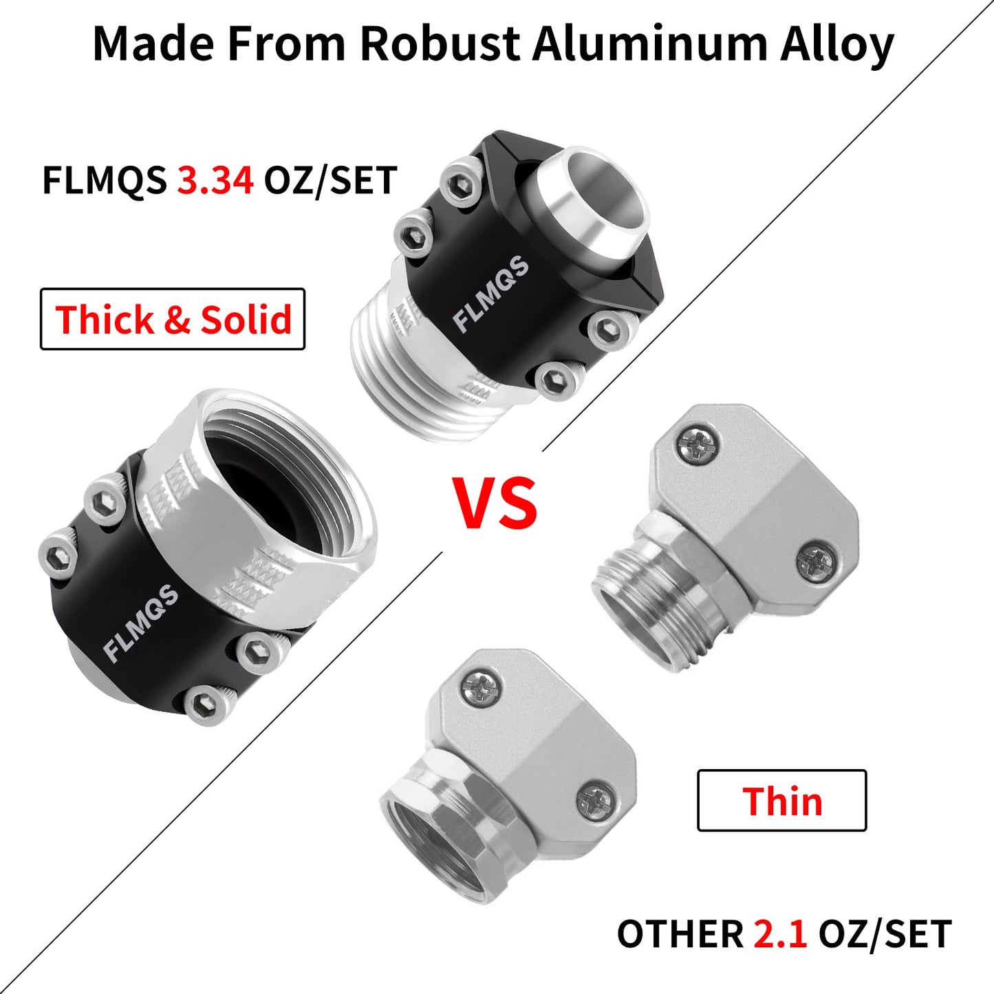 FLMQS Garden Hose Repair Connector Kit with Clamps, Fits 3/4" or 5/8" Garden Hoses, Leak-Proof Male and Female Hose Adapter, 3 Sets White