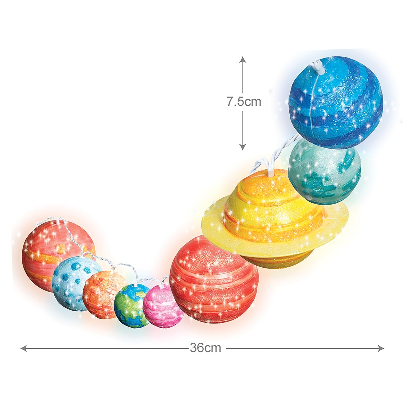 4M: STEAM Powered Kids: Solar System String Lights - Assemble & Paint Your Mini-Planetarium, LED Lights, DIY Outer Space Art & Craft Kit, Kids Ages 5+