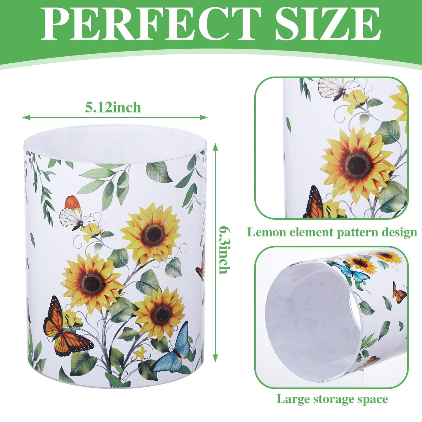 Yoande Kitchen Decorations Utensil Holder Acrylic Utensil Crock Spoon Kitchen Organizer for Countertop Coffee Spoon Holder Jar for Cooking Tools(Sunflower)