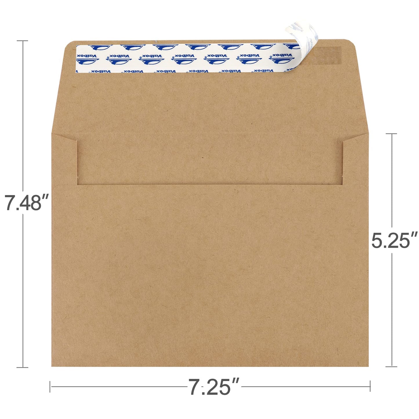 ValBox 200 Qty A7 Invitation Envelopes 5 x 7, 120GSM Brown Kraft Paper Envelopes for 5x7 Cards, Self Seal, Weddings, Invitations, Baby Shower, Stationery, Office, 5.25 x 7.25 Inches