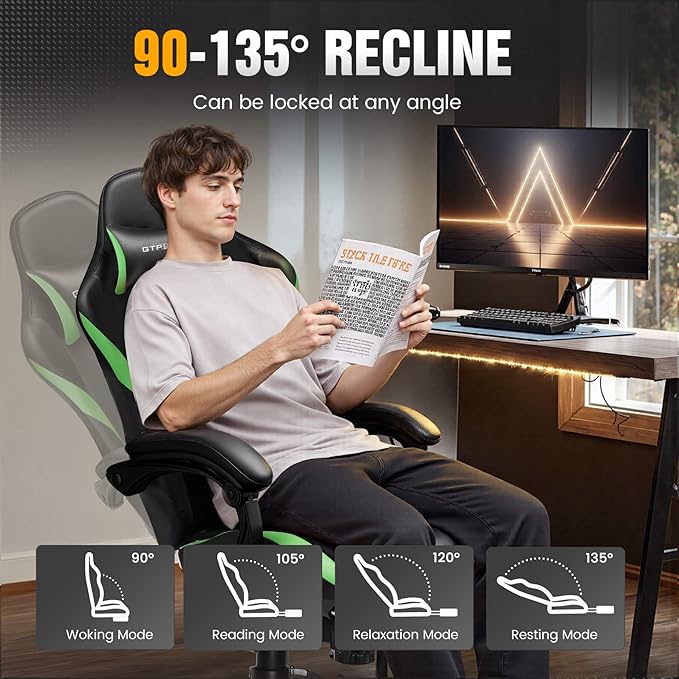 GTPLAYER Gaming Chair with Pocket Spring Cushion, Leather Office Chair with