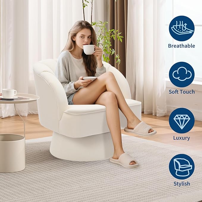 Garvee Ultra-Plush Swivel Accent Chair, 360° Barrel Lounge Chair