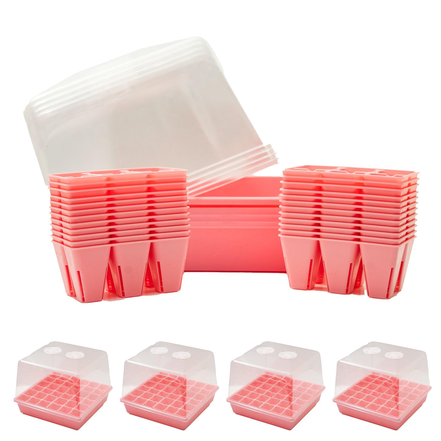 Bootstrap Farmer Countertop Seed Starter Kit in Pink, Reusable 1010 Tray Bundle with Inserts and Humidity Dome