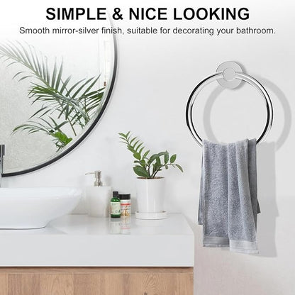 SetSail Towel Holder for Bathroom Wall Stainless Steel Hand Towel Ring Heavy Duty Towel Hanger for Bathroom, ‌Mirror Silver