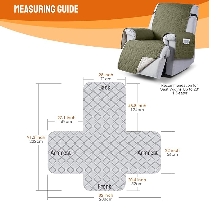 VANSOFY 100% Waterproof Recliner Chair Covers, Recliner Cover Non-Slip Dog