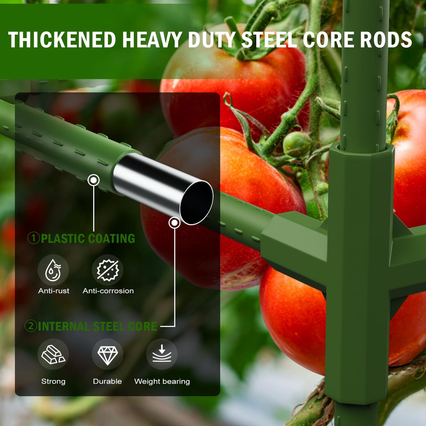 Uyittour 3 Pack Square Tomato Cages with Grow Bags, 45" Heavy Duty Square Tomato Trellis Plant Support for Raised Garden Bed Climbing Vegetables, Set with Garden Gloves, 20 Clips & 65FT Tie Wire
