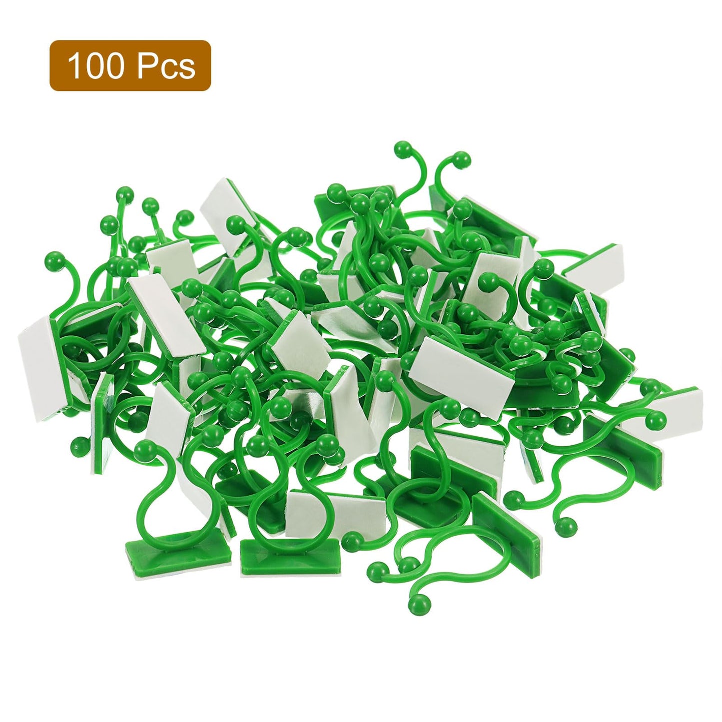 uxcell 100Pcs Plant Climbing Wall Fixture Clips, Plant Fixer Self-Adhesive Hooks Wire Fixing Supporting for Indoor Outdoor Decoration and Cable Wire Fixing (Green, 16.2mm/0.64")