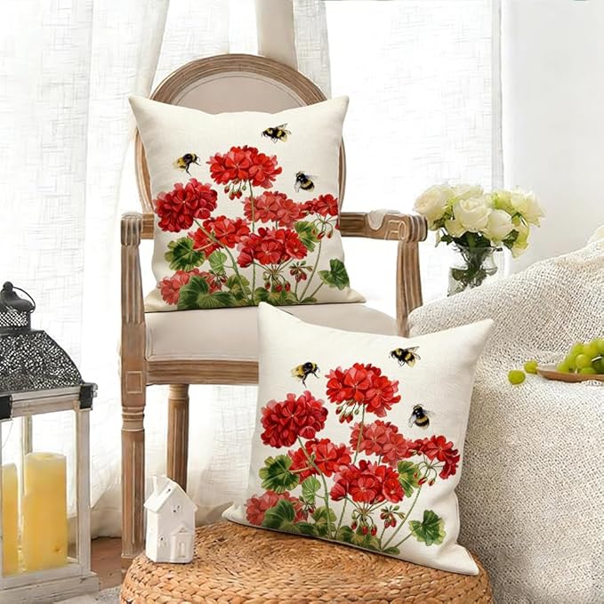 RABUSOFA Spring Summer Outdoor Pillow Covers 20x20 Inch Waterproof