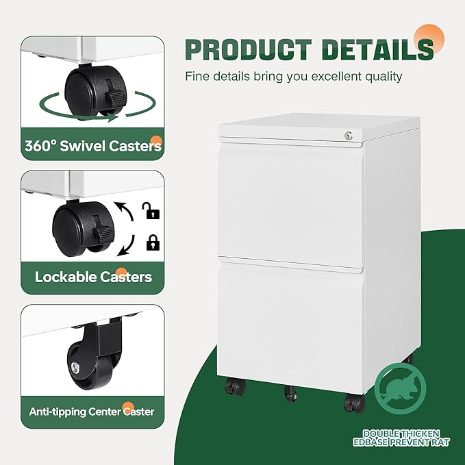 Letaya 2 Drawer Mobile File Cabinet