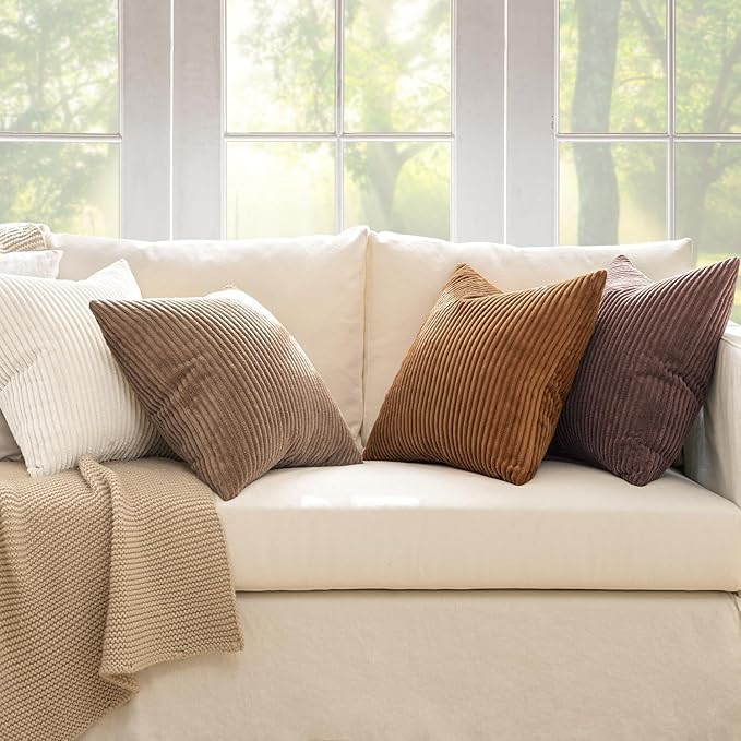 MIULEE Boho Farmhouse Throw Pillow Covers 18x18 Inch Set of 4 Rustic Mordern
