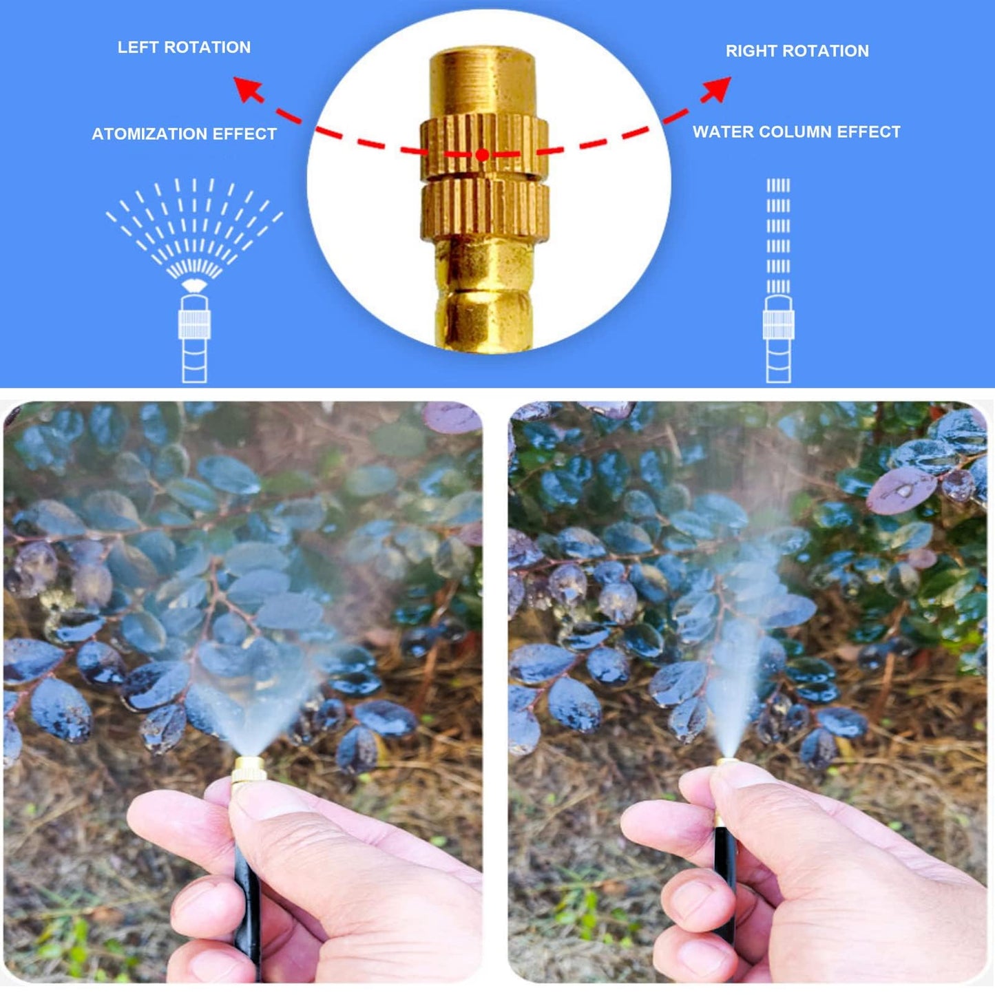 New drip Irrigation kit, Automatic Garden Watering System, Quick Connector and 360-degree Bending Dropper atomizing Copper Nozzle, Garden Plant Lawn Courtyard Watering System. (100FT)