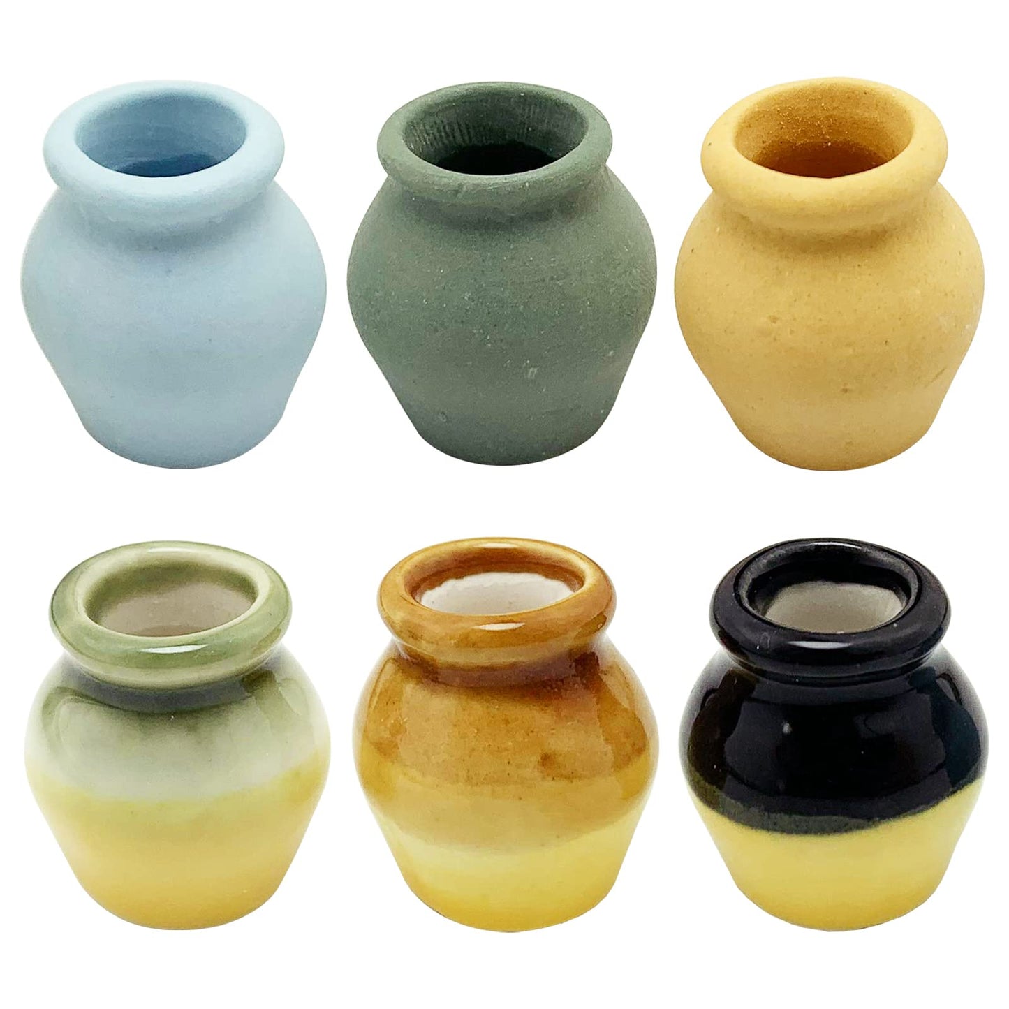 Miniature Terracotta Pots, 6 Pieces Mini Ceramic Clay Flower Pots Pottery Planter for DIY 1:12 Dollhouse Fairy Garden Flower Plants Bonsai Micro Landscape Decoration
