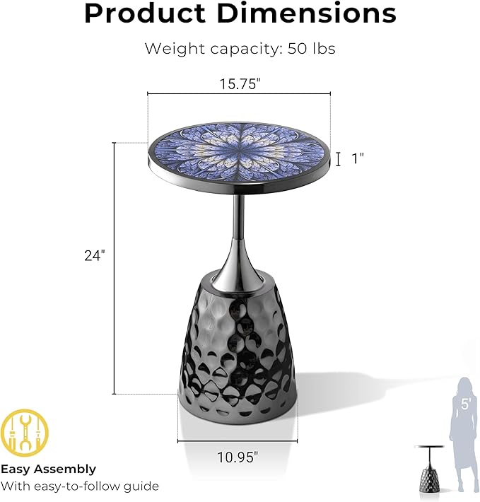 Homes: Inside + Out Halric Modern 24" Tall Round End Table